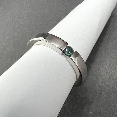 Diamantring I Grüner Diamant 0.09 ct I 925er Silber