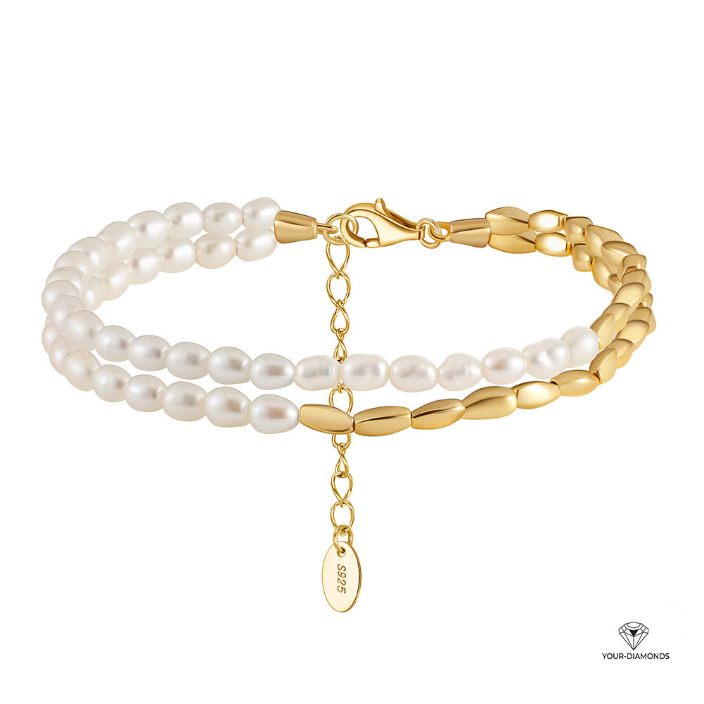 Armband Süßwasser Perle als Doppelband