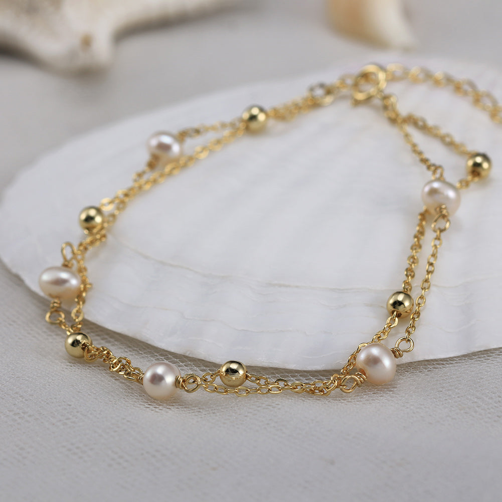 Armband Süßwasser Perle mit Gold