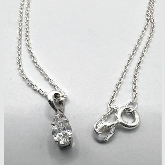 925 Silber Kette mit Anhänger Solitär 0.33 Carat CVD Diamant F-G VVS Zertifiziert