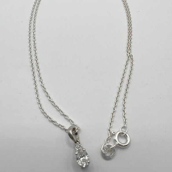 925 Silber Kette mit Anhänger Solitär 0.33 Carat CVD Diamant F-G VVS Zertifiziert