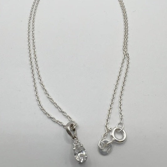 925 Silber Kette mit Anhänger Solitär 0.33 Carat CVD Diamant F-G VVS Zertifiziert