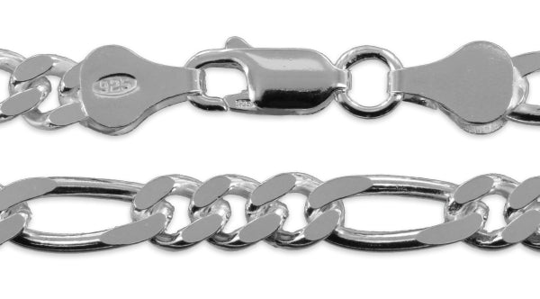 Figaro-Armband aus recyceltem 925er Silber, rhodiniert, 5,4 mm breit, 19 cm