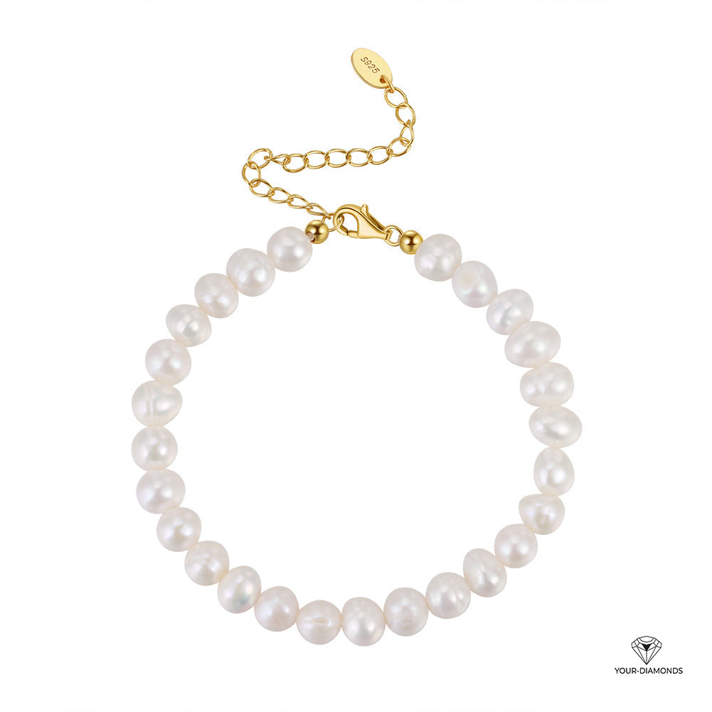 Maréa Classic Armband mit Süßwasserperlen in 925er Silber, Länge 16+5 cm