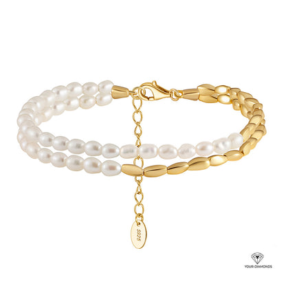 Armband Süßwasser Perle als Doppelband