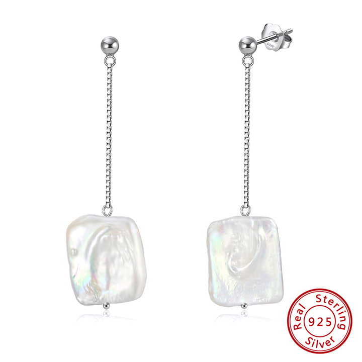 Ohrringe aus 925er Sterlingsilber mit Barock-Süßwasserperle, Silber-Variante