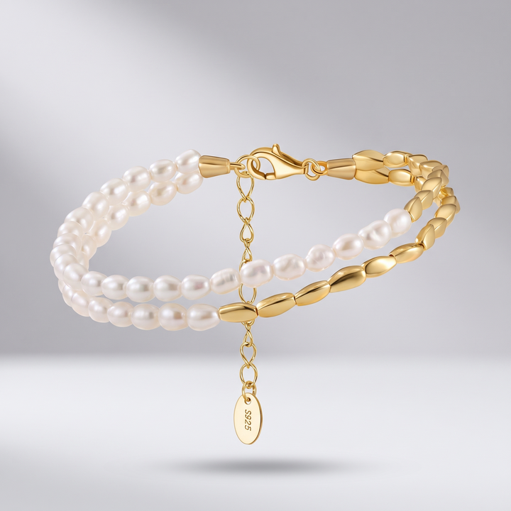Armband Süßwasser Perle als Doppelband