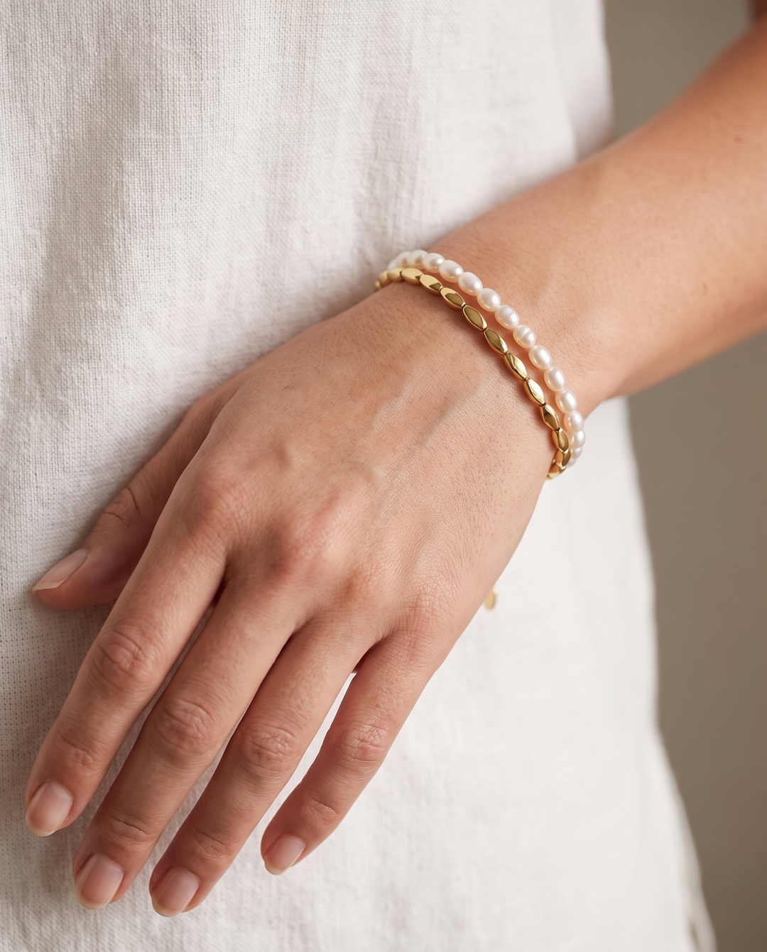 Armband Süßwasser Perle als Doppelband