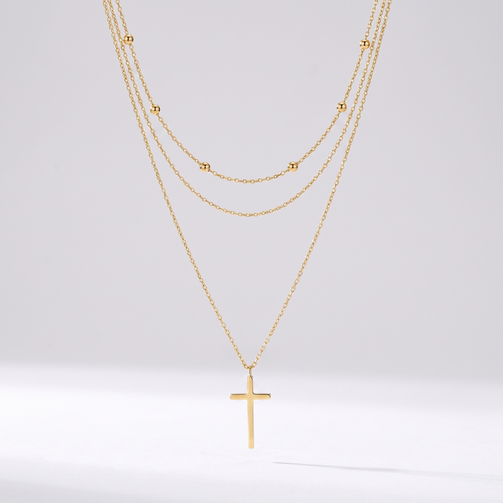 INRI Iconic Layer Halskette mit Kreuzanhänger Gold