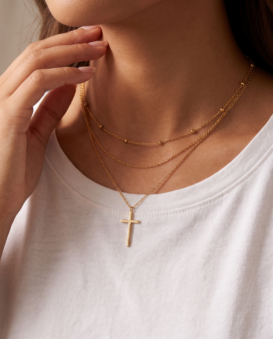 INRI Iconic Layer Halskette mit Kreuzanhänger Gold