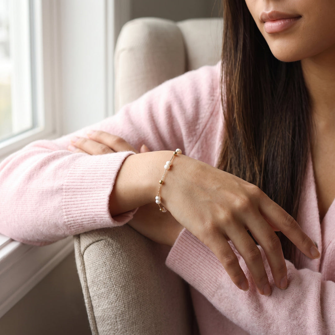 Armband Süßwasser Perle mit Gold