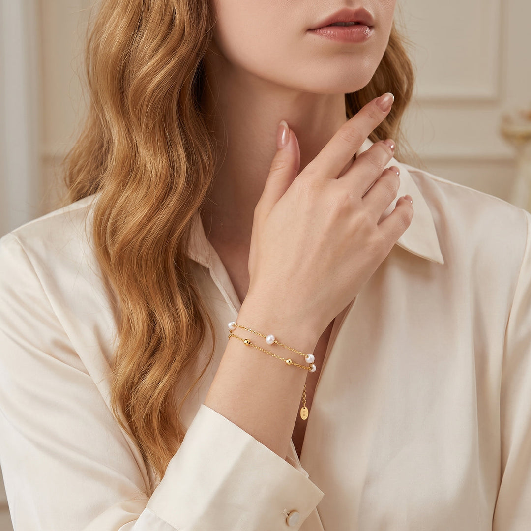 Armband Süßwasser Perle mit Gold