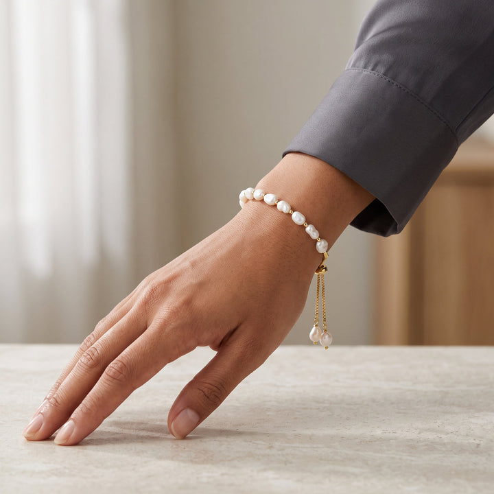 Armband Süßwasser Perlen mit 14k Gold