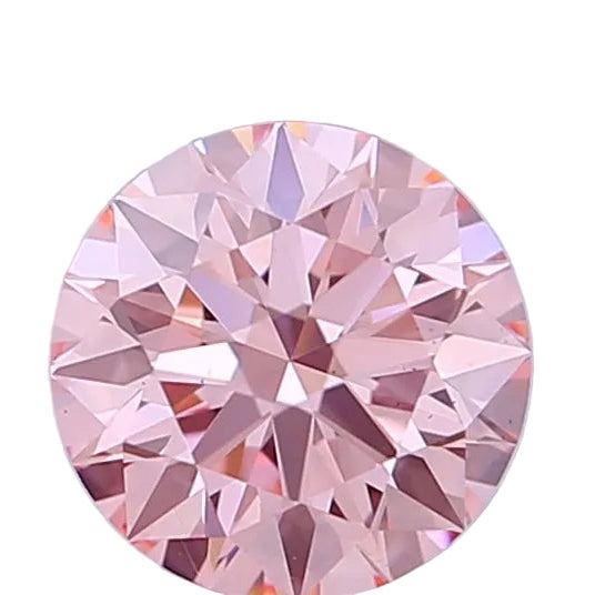 Loser pinkfarbener Labordiamant im Brillantschliff auf hellem Untergrund, 0,54 Karat, CVD